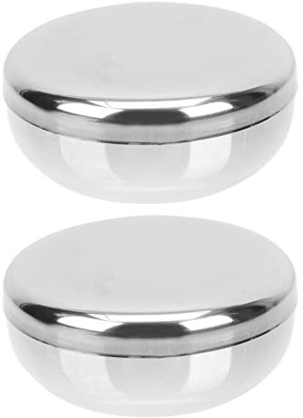 2 Ensembles de Bol de Riz en Acier Inoxydable Coréen avec Couvercle Traditionnel Rond Incassable Garder Le Riz Ou La Soupe Bol en Métal Chaud