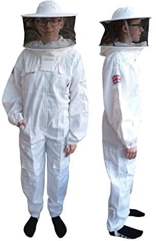 AGS Costume d'apiculteur rond en coton pour enfants - Costume d'apiculture professionnel pour enfants - Combinaison de protection pour enfant (XL)