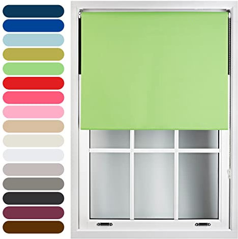 FURNISHED Roller Blinds Thermal Blackout Roller Blind - Trimmable Insulated UV Protection Child Safe Easy Fit Home Office Window Blinds, Lime Green, 110W x 165H cm