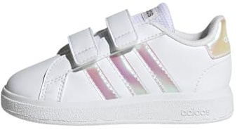 Adidas Unisex bebé Grand Court Lifestyle Court Hook and Loop Shoes, Cloud White/Iridescent/Cloud White, 23 EU