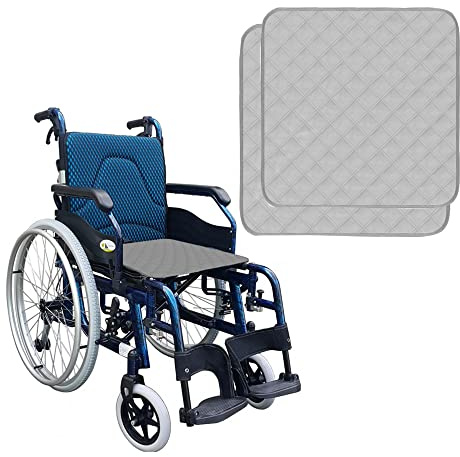 RIQINXIN Waschbare Inkontinenz Stuhlauflage Sitzauflagen 54x56cm wasserdichte Extrem Saugfähige Stuhlunterlage mit Antirutsch-Noppen 4 Schichten für Sofa, Rollstuhl, Autositz Grau 2er Set