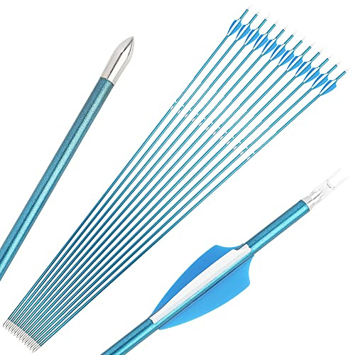 SHARROW Bogenschießen Carbonpfeile 31 Zoll Carbon Pfeile Jagd Ziel Praxis Pfeile Spine 400-1000 Carbon Bolzen Bogenpfeile Jagdpfeile (12, Blau 1, Spine 900)