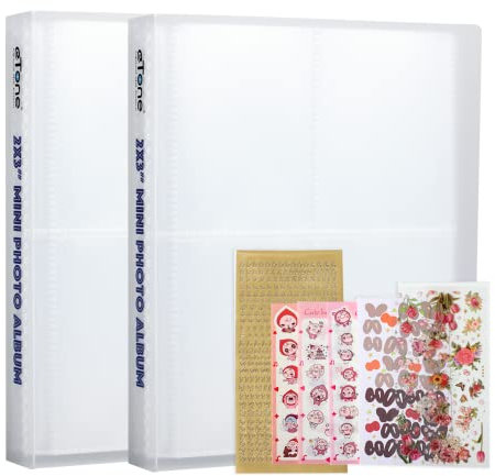 eTone Lot de 2 Mini Albums Photo 320 Pochettes 2 x 3 Pouces pour Fujifilm Instax Mini 7s 8 9 11 25 26 40 50s 70 90 Appareil Photo instantané, Polaroid Snap SnapTouch PIC-300 Z2300, Transparent