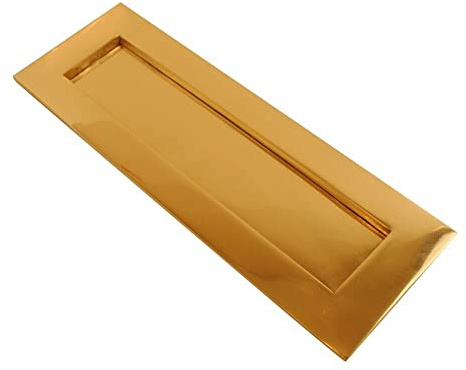 Heavy Sprung Solid Brass Letter Box Postal Plate Cover Polished Brass (14 x 4.5)