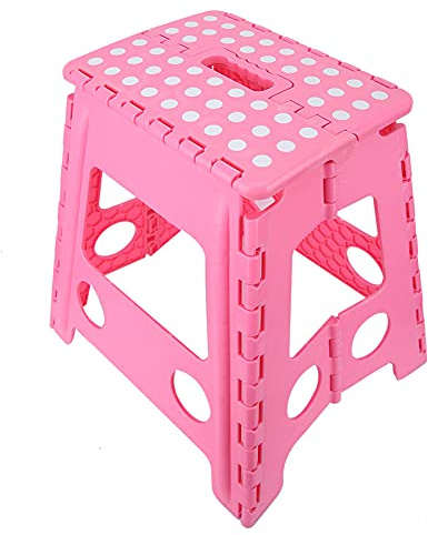 ADITAM Escabeau Pliant, Escabeau Pliant en Plastique Tabourets Pliants Petits Tabourets Portables Petits pour Salon Étude Chambre École 29x22x39Cm(Rouge Corail) Double The Comfort