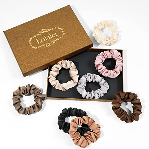 Lolalet Scrunchies per Capelli Seta 8 Pezzi, Elastici Capelli Seta Donna Ragazze -Stile A