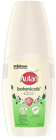 Autan Botanicals Mosquito & Insect Repellent Pump Spray, Travel Essentials, Suitable For Kids, Up to 6 Hours Plant Based Protection, DEET Free Formula, 100 ml