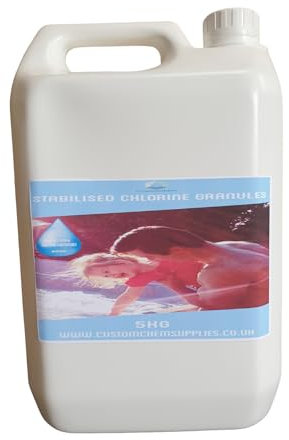 Customchem Chlorine Granules 5kg : Stabilized Chemicals for Hot Tubs, Pools, and Spa's - Swimming Cleverness for Rapid Disinfecting and Cleaning, Spa Water Treatment