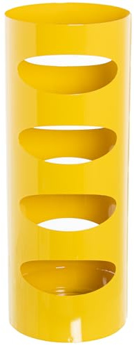 DRW Paraguero Redondo de Metal Calado Amarillo 19x49cm
