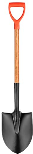 LA ZINNIA 41 Round Shovel, Garden Tool with D-Handle, Shovel for Digging, Wooden Handel Garden Shovel,Beach Shovel, Car Snow Shovel