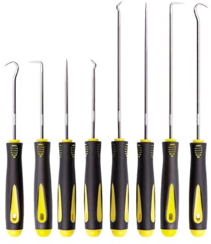 GIONAR 8Pcs Pick Set, Hook and Pick Set, Hook Tool for Car Oil Seal Puller and Gasket Remover, Ideal for Mechanics, Automotive Work, and Wire Separation(4Pcs Long 4Pcs Short)