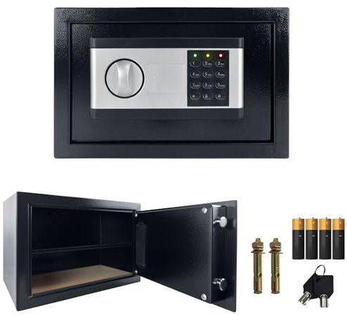 JNGLGO Coffre-fort électronique ignifuge étanche Coffre-fort mural numérique avec serrure à combinaison électronique et 2 clés pour bureaux, hôtels, maison, 22 l, 35 x 25 x 25 cm