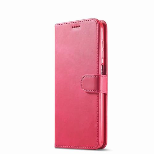 SRGDRR Custodia a portafoglio in pelle flip per iPhone 15 14 13 12 11 Pro Max 15 14 Plus 12 13 Mini XS Max Custodia Cover, rosa rossa, per iPhone 13 mini