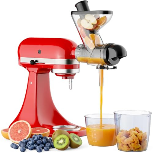 Masticating Entsafter Aufsatz für KitchenAid Standmixer | Slow Juicer Attachment with Dual Feed Chute and Pusher, Cold Pressed Juicer Machine for Fruits & Vegetables