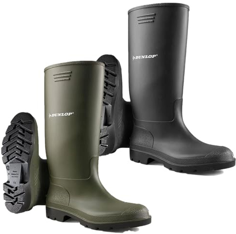 MENS LADIES UNISEX DUNLOP WELLINGTONS BOOTS WELLIES FULLY WATERPROOF CALF HIGH ANKLE MUCKER SNOW RAIN RUBBER SHOES (GREEN, UK Footwear Size System, Adult, Men, Numeric, Medium, 8)