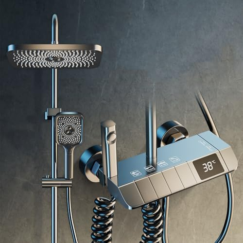 MocArt Thermostatic Shower System, 4 Functions, Gray