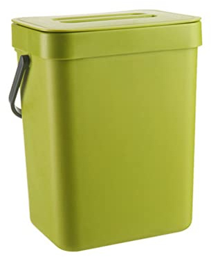 HAOHIZE Kleiner Mülleimer mit Deckel, 3L Küchenmülleimer, Kompostbehälter, Mülleimer Küche Unterschrank, Biomülleimer, Aufhängbarenzum Komposteimer für Küche, Camping, Büro, Bad, Auto (Grün)