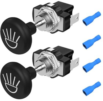 HASGTFM DaierTek 2PCS Golf Cart Push Pull Interruttore della Luce 12 Volt Universale Faro Interruttore Pulsante Adatto for Club Car Adatto for EZGO Adatto for Yamaha