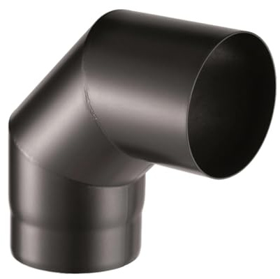 ALLINOX Curva Chiusa 90° Acciaio Nero 2 mm Stufa A Legna Gomito Per Canna Fumaria (DN 130)