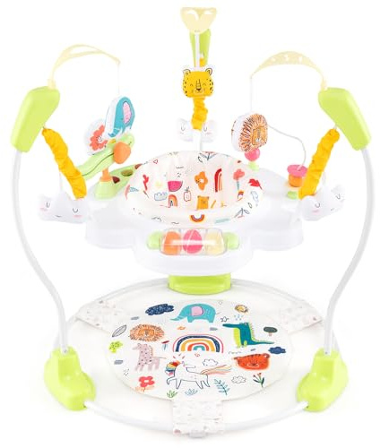 COSTWAY Jumperoo per Bambini, Centro attività Altezza Regolabile (Giallo) | Gioco Saltellante con Sedile Girevole a 360°, Saltarello per Neonati con Luci e Suoni per Bambini 6+ Mesi