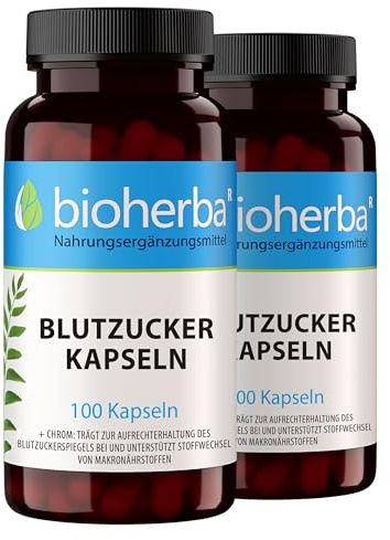 Blutzucker Kapseln 200 stk – Mit Chrom zur Aufrechterhaltung eines normalen Blutzuckerspiegels | Enthält Zimt, Quercetin, Alpha-Liponsäure & NAC | Von BIOHERBA