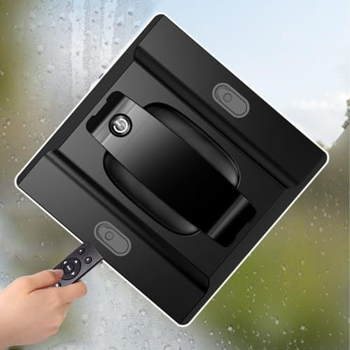 HCAUYNN Robot Limpiacristales De 5600 Pa, MáQuina Limpiacristales con Pulverizador De Agua, DeteccióN AutomáTica De Bordes, para Azulejos De Ventanas para Exteriores/Interiores,Black