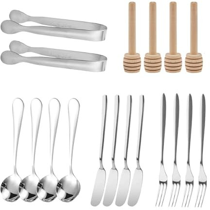 Ensemble de couverts lavables au lave-vaisselle, ensemble de couverts en acier inoxydable | Ensemble de Couverts Stable et Robuste Ensemble de 18 pièces | Ensembles de service de couverts lisses et sû