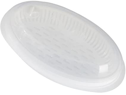 KICHOUSE Plato de pescado al vapor con cubierta largo vaporera horno de microondas al vapor de alimentos Transparente