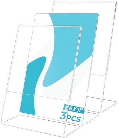 Colorich 3 Stück Acryl Tischaufsteller A4, Transparent Flyer Aufsteller, L-Ständer Tischständer, Werbeaufsteller A4 Plakatständer für Restaurant, Geschäft, Büro, Hotel Prospektständer A4