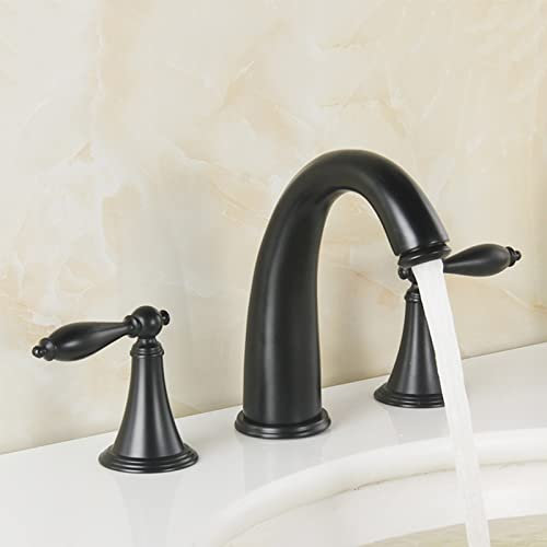 Antique Brass Double Handle Kitchen FaucetThree Hole Water Outlet for Washbasin & Bathroom Elegant Gold Finish Durable & Stylish Design