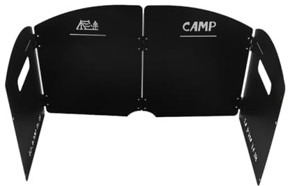 Enwye Réchaud de Camping Pliable avec Pare-Brise et séparateurs épais, Coupe-Vent Pliable Noir à Quatre Panneaux avec Sac de Transport