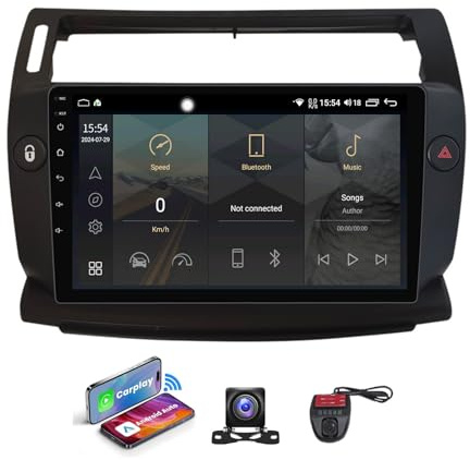 9-Inch Android 13 Autoradio for C4 LA LC 2004-2014, Bluetooth, Wireless CarPlay, GPS Navigation, WiFi 4G, RDS, DAB+, DVR Camera Support, Multimedia Player