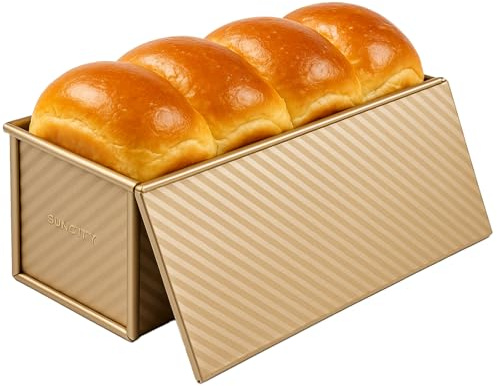 GROWNEER Premium Brotbackform mit Deckel 34,5×13,5×12cm Extra Hohe Toastbrot Backform, Antihaft-Beschichtung, Aluminium Stahl Brotform 1000g Teig Ideal für Toast & Sandwichbrot Kuchenblech