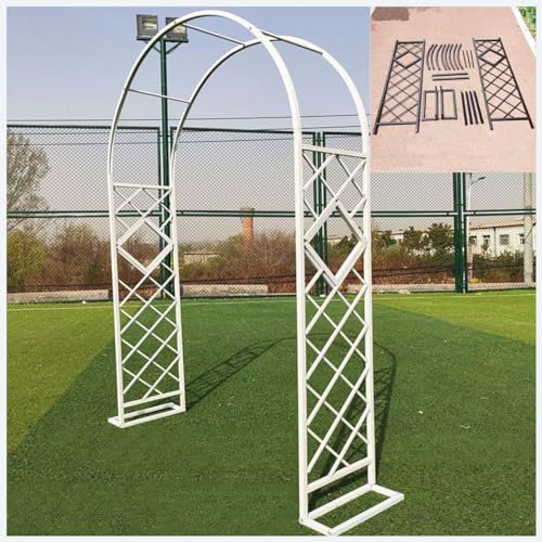 Stabile Pergola aus Metall für Hochzeiten – langlebiges Garten-Rankgitter für Kletterpflanzen, weiße Rosenlaube für Terrassen und Hochzeitsfeiern, 300 x 230 cm (118 x 91 Zoll)