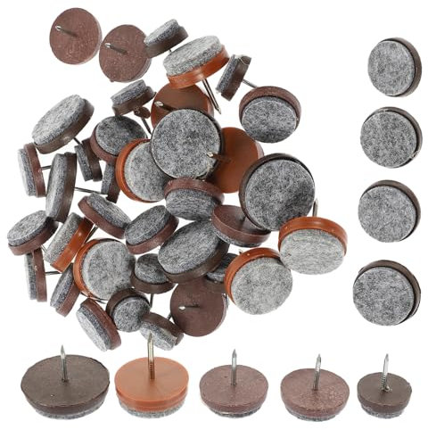 Uonlytech 50pcs Brown Felt Furniture Mats Non-slip Protective Pads for Chair and Sofa Feet, Multi-size 17mm-27mm Diameter, Household Table and Chair Floor Protectors