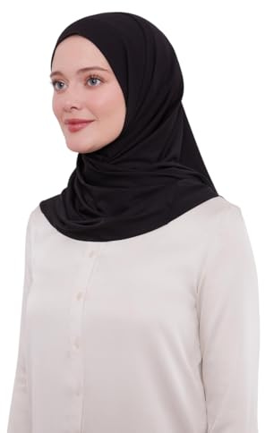 ihvan online, Hijab underkeps, full hals täckning under halsduk hijabs, huvudskydd för kvinnor, muslimsk stretchig turban, Svart modell 2, one size