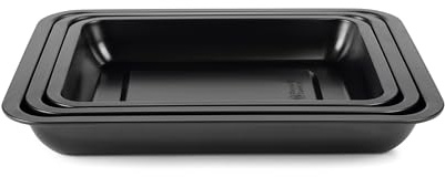 Russell Hobbs Everyday 3-Piece Roaster Set – Stackable Roasting Trays, Non-Stick ILAG Coating, Carbon Steel, Made in The UK, Dishwasher Safe, 5 Year Guarantee, Meat, Vegetables, Sunday Roasts, Black