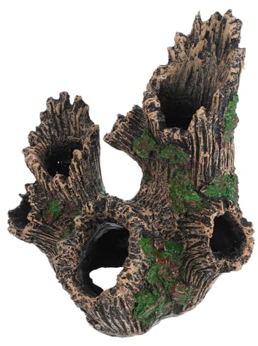 NOLITOY Décor Aquarium Tronc Arbre Résine Cachette Naturelle pour Poissons et Reptiles Ornement Vif et Réaliste pour Terrariums et Bacs de Bureau