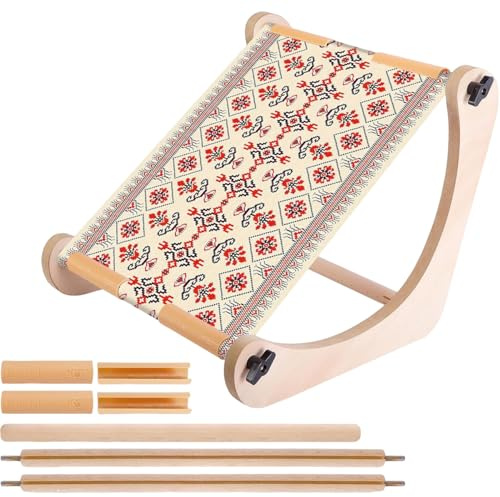 Stickständer aus Holz – verstellbarer Hula-Hoop-Halterungsrahmen, freihändiger Assistent, Handwerksklemme mit flexibler Positionierung | Stuhl Sofa Tisch Bett Reise Haken