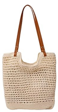 2026 Bolso de playa para mujer, bolso de playa de verano, tejido suave, monederos, bolso de hombro para caqui, mediano