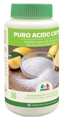 MARBEC Puro Acido Citrico 1KG | detergente naturale, disincrostante, anticalcare, ammorbidente, polvere granulare, elettrodomestici, superfici bagno