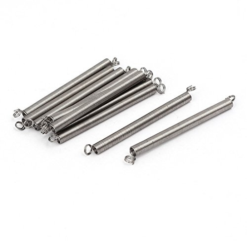 sourcing map 10Stk.0,3mmx3mmx40mm 304 Edelstahl Zugfedern silber Farbton