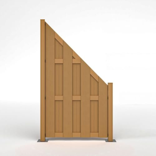 HORI WPC Lamellenzaun Komplettset - Moderner Sichtschutz für den Garten - Robuster & pflegeleichter Zaun mit einfacher Montage - 1x Schräg + 1x Pfosten klein zum einbetonieren Teak