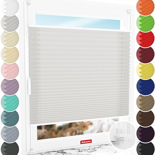 Schuette® Plissee ohne Bohren ● Premium Kollektion: A Way Home (Silber) ● 30x200cm (Breite x Höhe) ● Suprafix Faltrollo Klemmfix 2.0 Rollo ● 60 Sekunden Plisseerollo Montage inkl. Video
