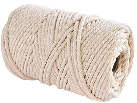 Makramee Garn, TRUBUY 5mm x 120m Natur Baumwolle Garn Baumwollkordel Kordel-Strickarbeiten Kettgarn für Wandbehang Pflanze Aufhänger DIY Handwerk, Beige