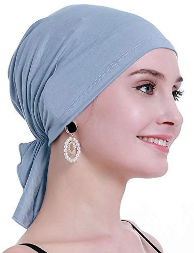 osvyo Bambus Chemo Kopftuch für Frauen mit Haarausfall - Krebspatienten Kopfbedeckung Turban in Versiegelter Verpackung Heller Himmel BLAU