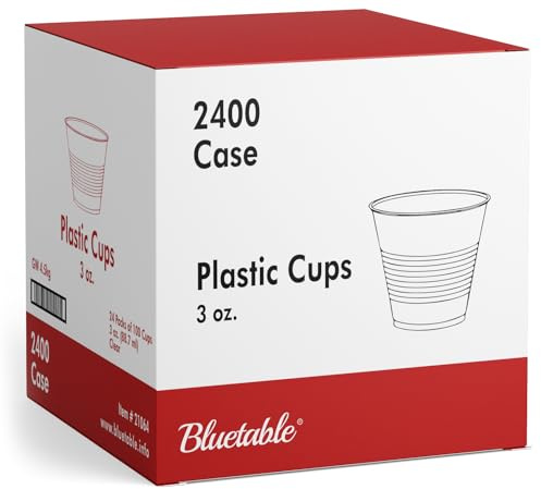 Plastic Cups 3 oz Bulk Case 2400 - Disposable Clear Cup 3 ounce - Small Bathroom Cups - Daily Chef Translucent Cup, Mouthwash & Medical Sample Urine Test - Water Cooler Dispenser [2400 Pack / Case]