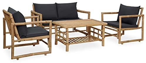 vidaXL Set Divani da Giardino 4 pz con Cuscini in Bambù