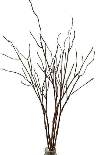 5PCS Artificial Lifelike Curly Willow Branches Decorative Dried Twigs, 25.9 Inches Fake Bendable Sticks Plastic Vines/Stems for DIY Greenery Plants Vases Home Office Party Decoration