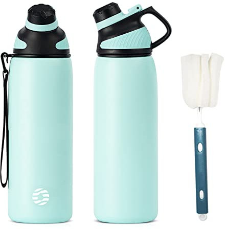 Fjbottle Edelstahl Trinkflasche Sport mit Magnetischem Deckel 1L, 800ml, 600ml, 400ml BPA-Frei Auslaufsichere Kinder Flasche - Kohlensäure geeignet 1500ML Wasserflasche Thermo für Schule, Fitness